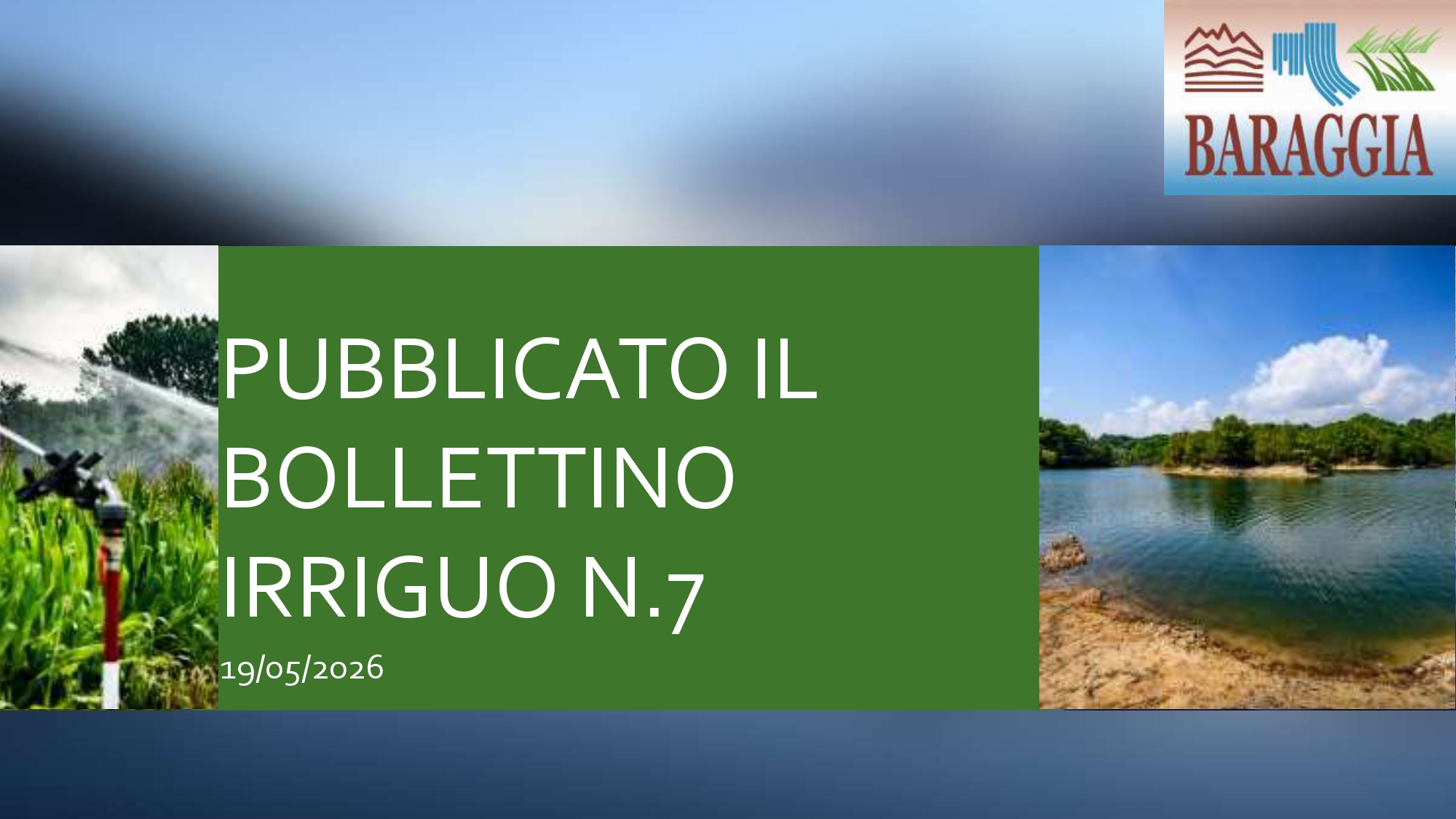 Pubblicato il bollettino irriguo n. 7 del 19.05.2026